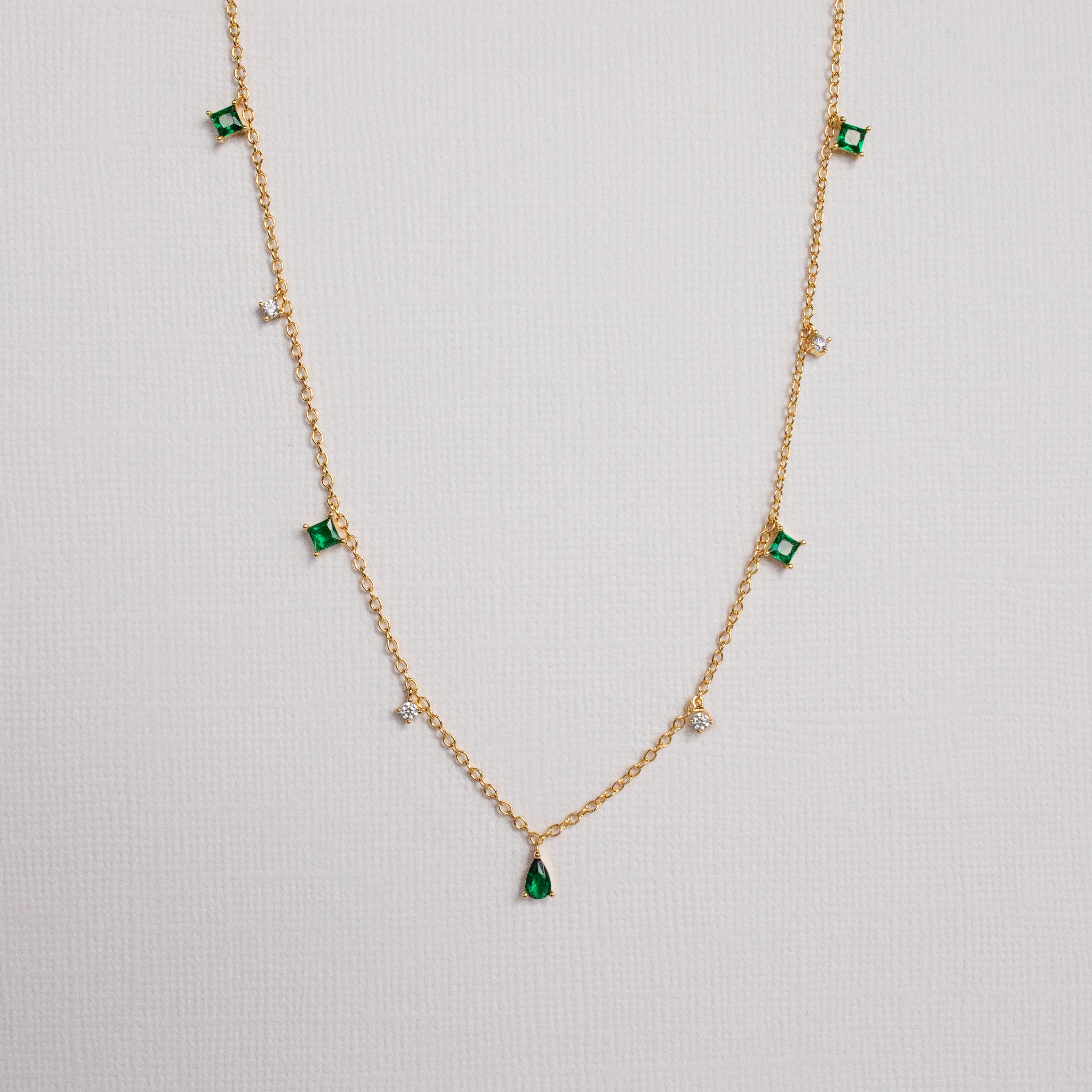 Timeless Elegance: Emerald Diamond Station Necklace